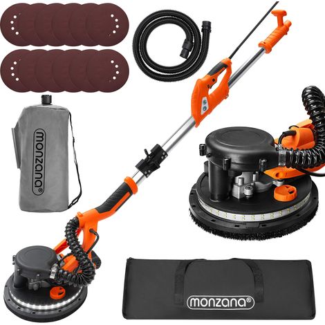 Monzana Pulidora lijadora eléctrica con altura ajustable 750V con accesorios bolsa de polvo luz LED para pared techo