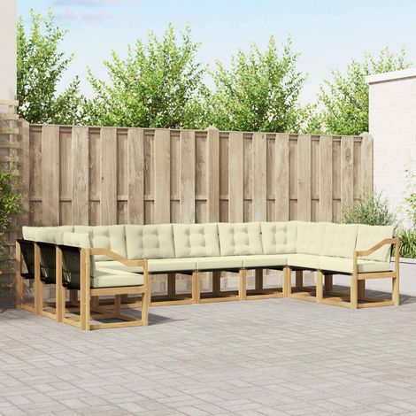 Teenpull – Outdoor-Sofagarnitur 10 Stk. Weiß und Creme (1/5)