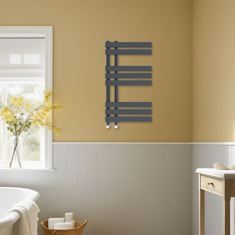 Bathroom D-shape Heated Towel Rail Designer Radiator Ladder Warmer Heating Rads 800x450mm Anthracite