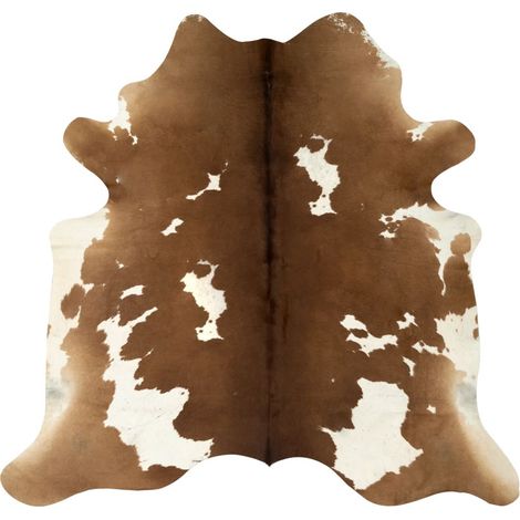 Tapis en peau de vache véritable Marron et blanc 150x170 (1/5)