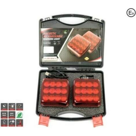 Feux stop sans fil à LED rouges 12-24 V avec aimant pour remorque