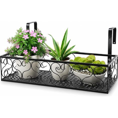 Support Pot de Fleurs, Pots Suspendus Balcon Stockage de Plantes Fer avec Crochet Amovible pour Clôture, Jardin, Mur Décor (1/5)