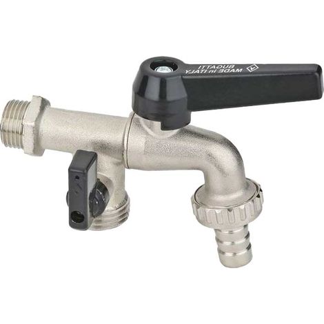 RUBINETTO PORTAGOMMA A SFERA DUPLEX CON LEVA IN ALLUMINIO BUGATTI 1/2"" x 3/4"" - DN10