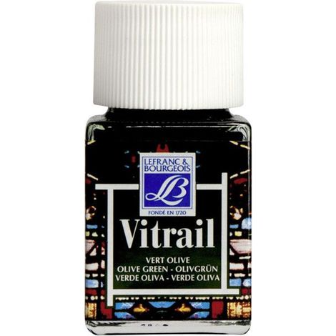 Peinture vitrail - Lefranc Bourgeois - Vert olive - Flacon de 50ml (1/2)
