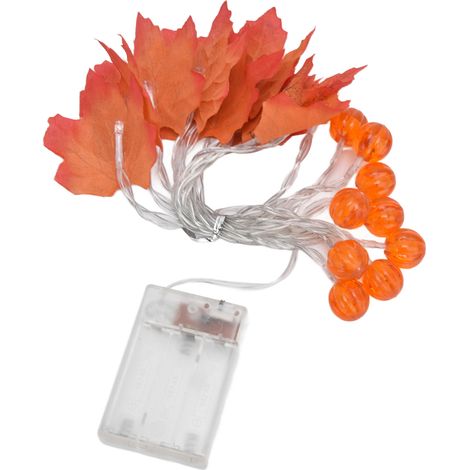 Guirlande lumineuse feuille d'érable, 20 LED, 3 mètres, modes constant et clignotant, décoration intérieure/extérieure pour fêtes et vacances (1/5)