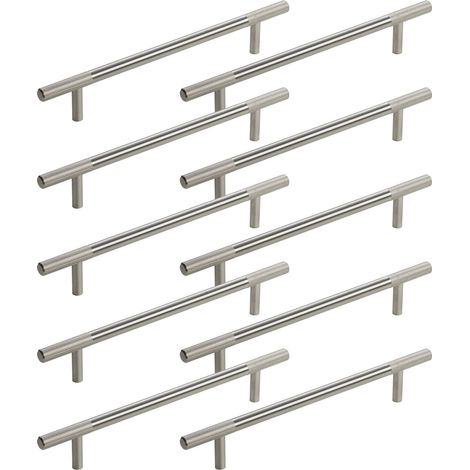 SOTECH Möbelgriff G23 echt Edelstahl massiv BA 160 mm Ø 10 mm mit gerändelten Enden Stangengriff Schubladengriff, 10 Stück (1/5)