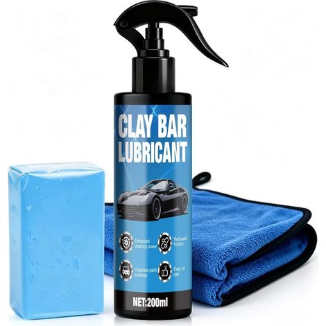 Clay Bar Voiture, Kit Gomme Décontamination Quik Clay, Nettoie en Profondeur la Peinture de la Voiture, Élimine les Fientes D'oiseaux la Limaille de Fer et le Film Gras, Réutilisable, 200ml (1/5)