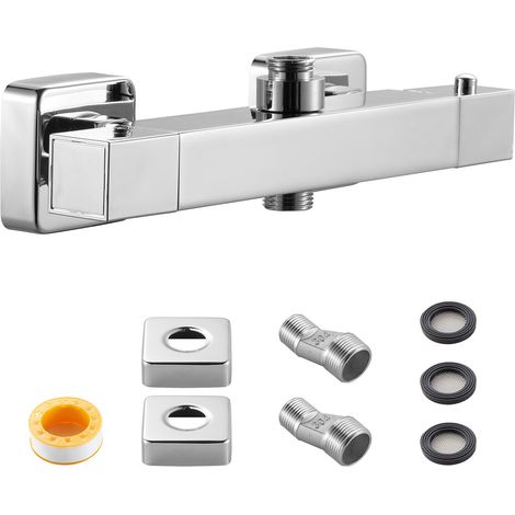 Mophorn Thermostatic Shower Faucet Valve, 38℃ Safety Lock Temperature Control, Hot and Cold Water Mixing Valve for Bathroom, RV, Hotel, Dual-Hole Design with Chrome Finish (1/5)