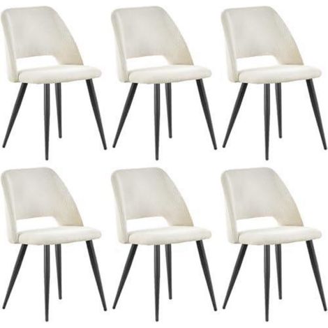 Esszimmerstühle 6er Set, Kordsamt, gepolstert, Metallbeine, Beige (1/5)