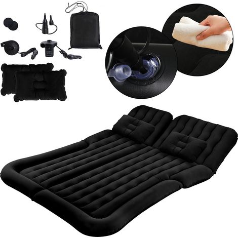 SWANEW Materasso gonfiabile per auto Materasso gonfiabile per auto con pompa ad aria Flocking+PVC 178 x 126 x 13cm Nero (1/5)