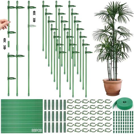 Tuteurs pour Plantes Grimpantes - 36 Tuteurs avec 18 Connecteurs et 36 Mousquetons - Tuteurs de Jardin - Support de Plantes - Tuteurs pour Plantes, Concombres, Tomates, Orchidées (1/5)