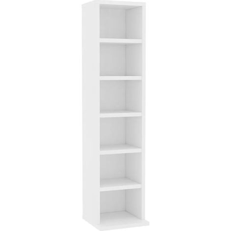 Elegante e pratico mobile porta CD 21 x 20 x 88 cm con 6 scomparti stile moderno legno composito bianco 020047643