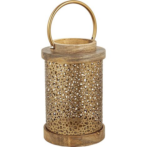 Lanterne Romimex Marron Doré Bois Métal