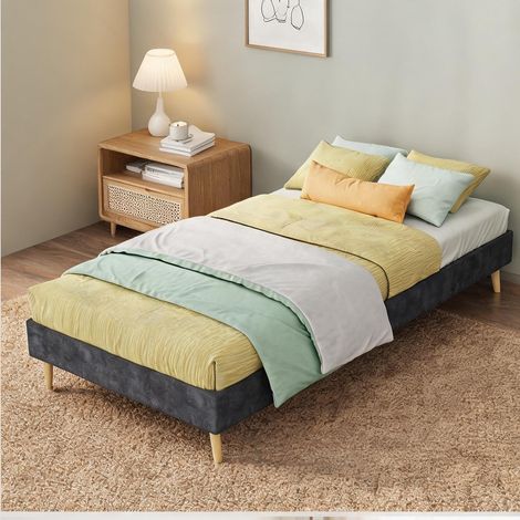 Tête de lit coloris gris en tissu métal 200 x 90 x 14 cm (1/5)