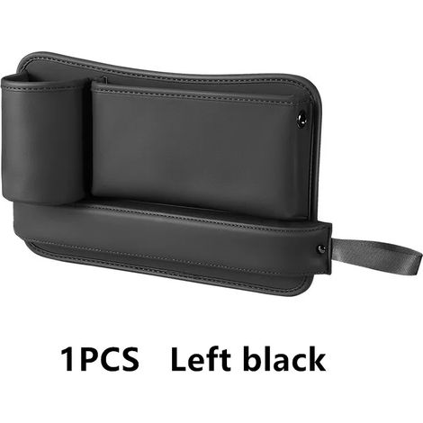 (1 noir restant) Organisateur d'espace entre les sièges de voiture en cuir PU, boîte de rangement latérale pour console centrale avec porte-gobelet et boîte de rangement pour téléphones portables (1/5)