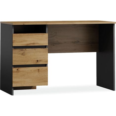 Bureau 120cm chêne et anthracite 3 tiroirs Study (1/4)