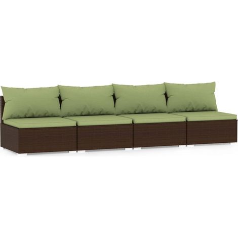 Maison Exclusive - Divano a 4 Posti con Cuscini in Polyrattan Marrone