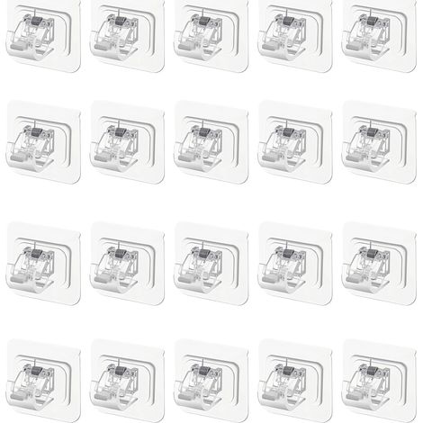 lot de 20 supports tringle à rideaux, autocollants, clips à ressort, abs transparent, pour cuisine et salle de bain (1/5)