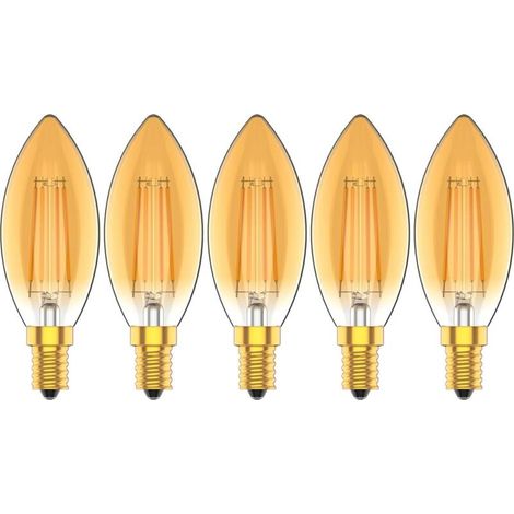 LED Candle Bulbs E14 4W, Incandescent Lamp Equivalent to 30W, 2200K Warm White, 300lm, Cri80+, Small Screw Base, Chandelier LED Bulbs, 5 Pack