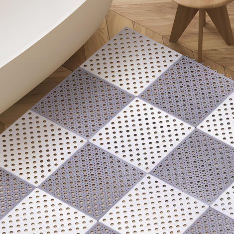 Tapis de douche OUNONA , structure douce et confortable , lot 4 pièces en TPE avec surface antidérap