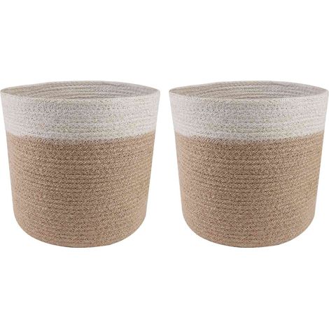 vidaXL Set di Vasi per Piante 2 pcs Naturale e Bianco Ø 21 x 21