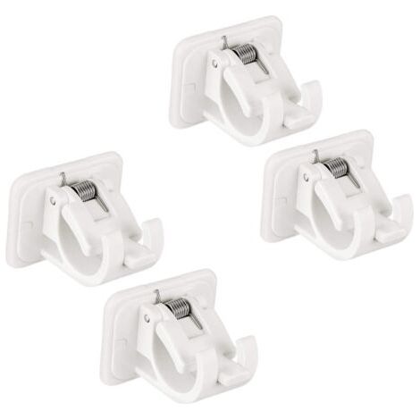 4 Pcs  Support de Tringle à Rideau Auto-Adhésif,Support Tringle Rideaux sans Percage,Supports de Crochet de Draperie,Crochets de Tige de Serviette-blanc