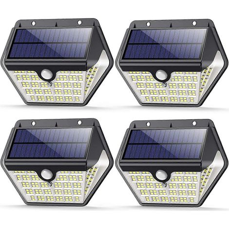 Lampe solaire d'extérieur sans fil, lot de 4, 150 LED, batterie 2000 mAh, 1200 lm (1/5)