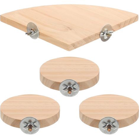 Multifunktionale Holzplattform für Hamster und Meerschweinchen, 4er-Set, Fächer- und runde Formen, dekorativ und unterhaltsam für Käfige und Gehege (1/5)