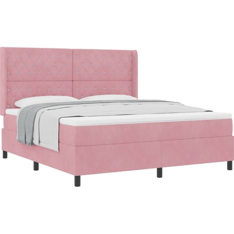 Maison Exclusive - Letto a molle con materasso Rosa 180 x 200 cm Velluto (1/5)