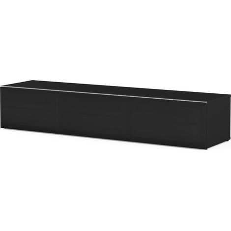 Meuble TV tissu acoustique et mélaminé noir Dallas 160 cm