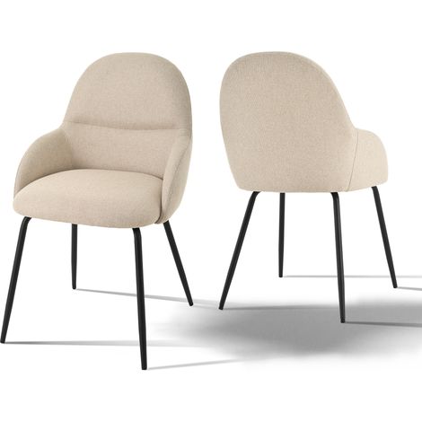 Goeurvant Sedie da pranzo in stile scandinavo minimalista, che offrono un supporto ottimale per la schiena e una base stabile in legno - Set di 2 - Beige (1/5)