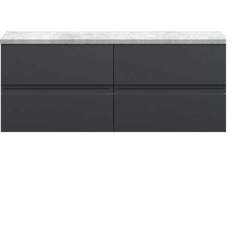 Mavesyn Contemporary 4 Drawer Wall Hung Vanity Unit with Laminate Worktop, Dark Grey, 1205mm
