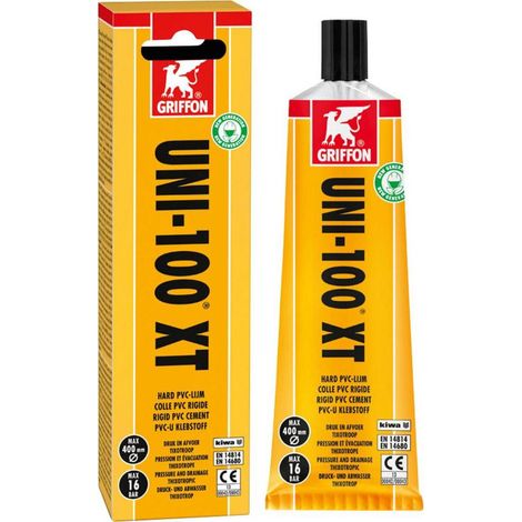 Griffon – Colle PVC thixotrope pour installations sous pression – Tube 125ml – Convient pour diamètres jusqu'à 400mm – Max 16 bar