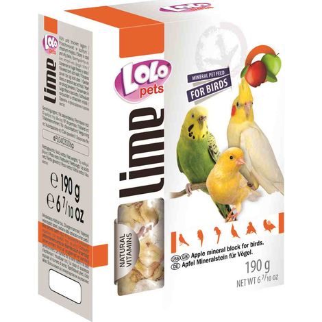 LOLO PETS LIME - Cubetto di calcare Lime APPLE XXL - per pappagalli 190g