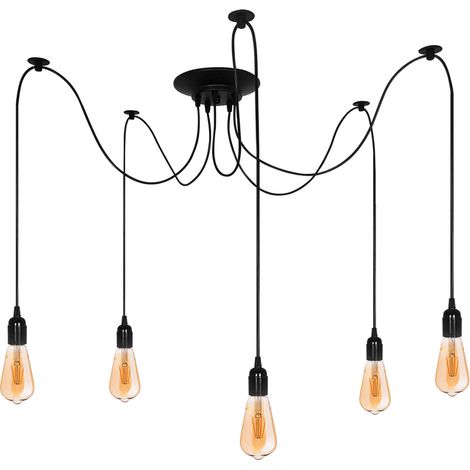 Suspension araignée 5 bras E27 noir mat style loft industriel ARANEA - EDO Solutions (1/5)