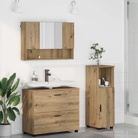 Badezimmermöbel-Set 3 Stk. Artisan-Eiche 76,5 x 35 x 64 cm vidaXL (1/5)