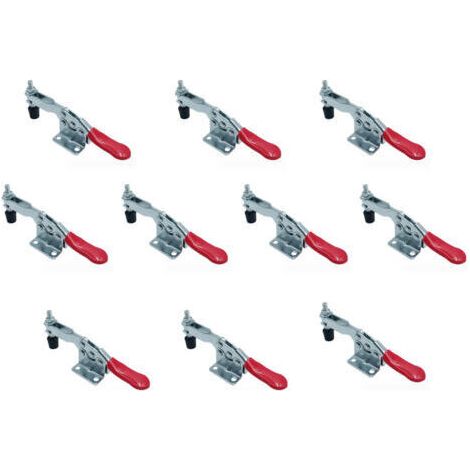 GH-201-B Lot de 10 sauterelles de menuisier, capacité 90 kg, fermoirs rapides horizontaux réglables pour machines, menuiserie, soudage (1/5)