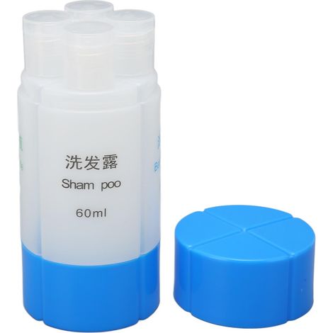 Flacon de voyage réutilisable 60ml, anti-fuite pour shampooing, gel douche et cosmétiques, bleu (1/5)
