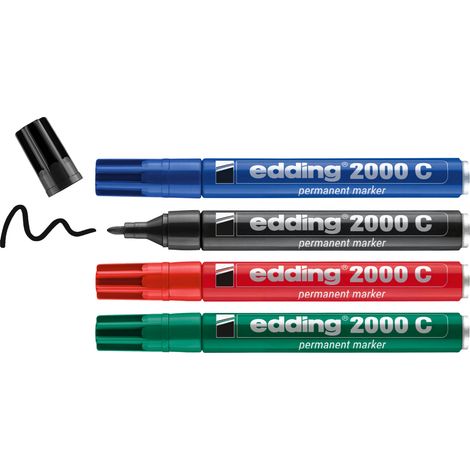Edding - Set de 4 Marqueurs permanents en aluminium E2000C assortis - pour marquer et écrire sur presque tous les matériaux