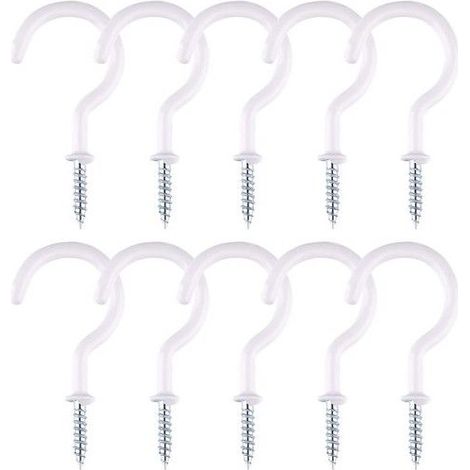 Crochets de plafond - Lot de 10 pièces - Longueur 5 cm - Blanc - Revêtement vinyle (1/5)