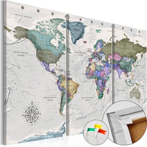 Tableau en liège World Destinations (3 Parts) - 120 x 80 cm (1/4)