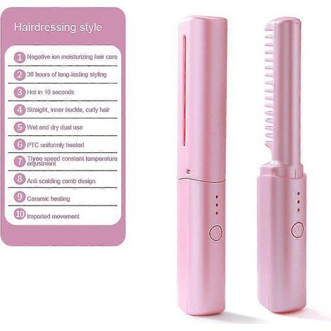 Rechargeable Mini Hair Straightener, Portable Cordless Hair Straightener Combs,100% New (1/5)