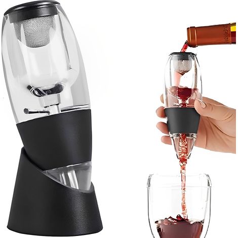 Décanteur et aérateur à vin en verre – Noir