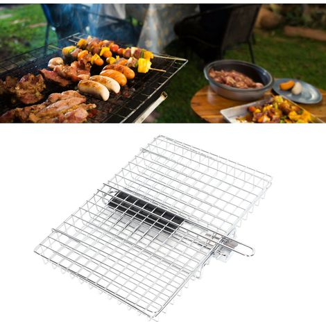 Pince pour grille de barbecue pliable en acier inoxydable, grille carrée, barbecue pliable (1/5)
