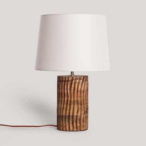 Lámpara de Mesa Madera Shruti ILUZZIA Blanco (1/4)