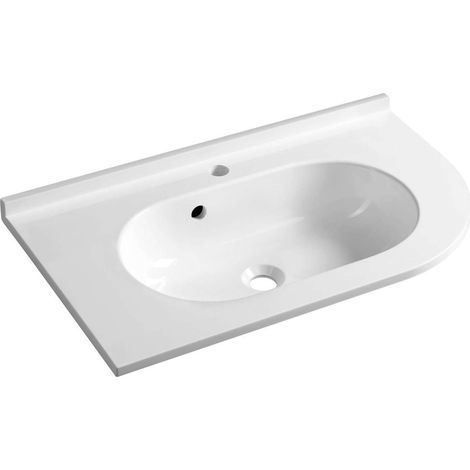 Sapho Pulse - Eckwaschtisch 75x45 cm, mit Überlauf, mit Hahnloch, links, weiß BM752 (1/5)