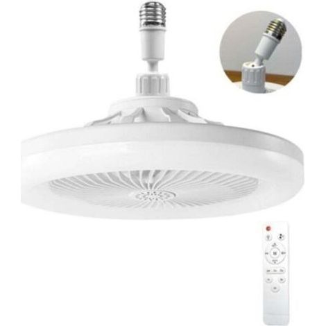 Ventilateur Plafond Avec Lumiere,ventilateur De Plafond Avec Télécommande,ventilateur Silencieux Plafond,E27 plafonnier LED À Intensité Variable,3vitesses,Temporisable (Blanc) (1/4)