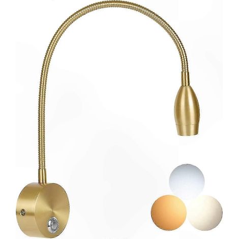 Lampe de chevet LED 3W à intensité variable température de couleur réglable applique murale tactile pour tête de lit. (1/5)
