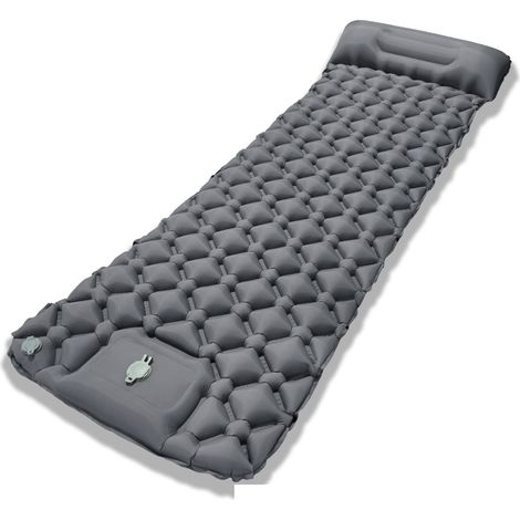 Matelas Gonflant Camping Ultra Léger Gonflable avec Pompe/Oreiller (Gris) (1/5)