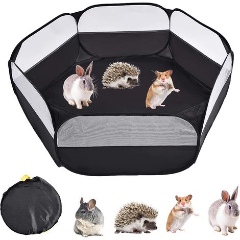 Cage-tente portable respirante pour lapins, cobayes et hamsters (1/4)